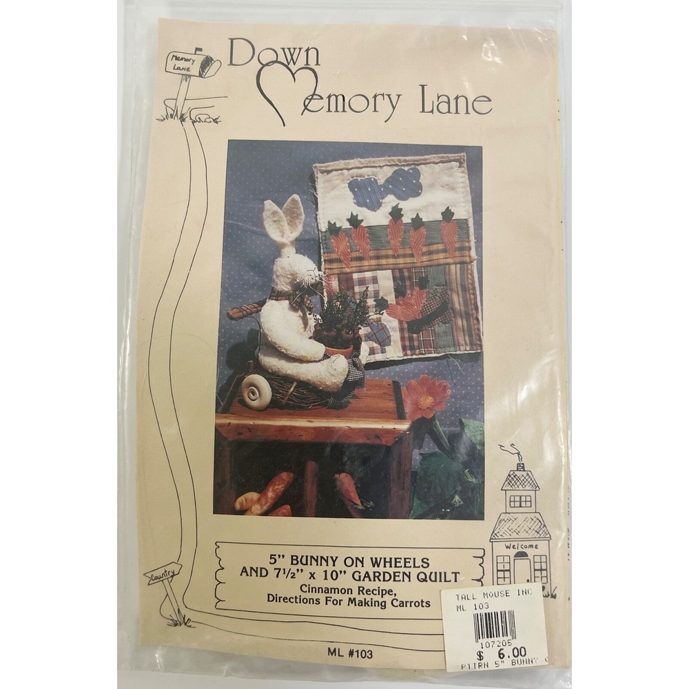 Down Memory‎ Lane Wallhanging Quilt Pattern Bunny on Wheels & Garden Quilt